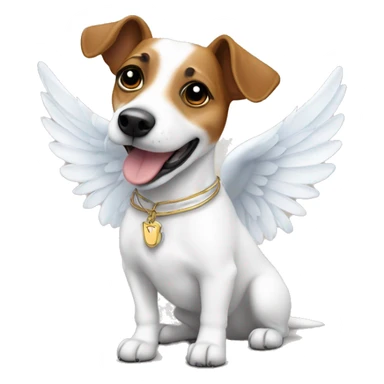 a Jack Russel dog with angel wings happy sticker