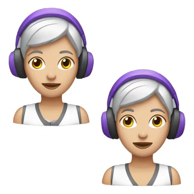 White Woman with short, purple hair wearing ear defenders  sticker
