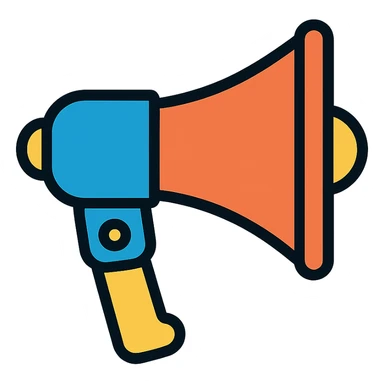 megaphone in a color outline icon style, clear and recognizable sticker