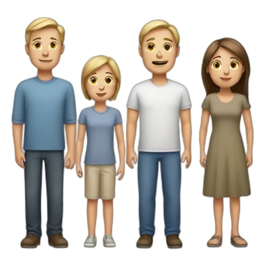 two white straight parents with one daughter and one son sticker