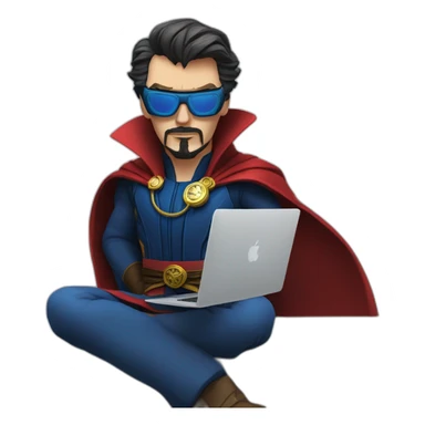 Doctor Strange with macbook and power glasses sticker