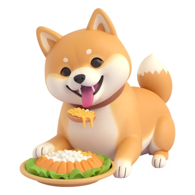 shiba inu, eating sticker