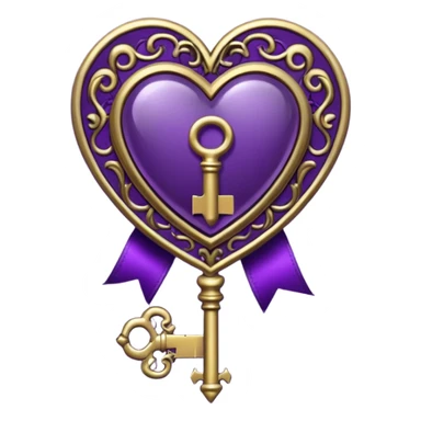 purple heart with a gothic key and velvet ribbon, dark romance sticker
