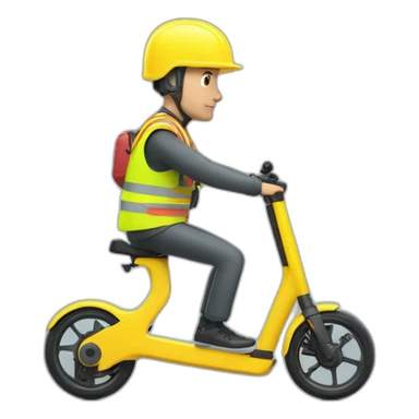 xiaomi trottinette electrique bald man with yellow safety vest sticker