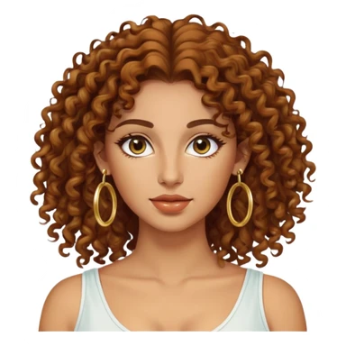 Attractive Greek woman with long curly amber-brown hair and gold hoop earrings sticker