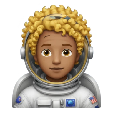 Astronauts, Young, male, dark skin, yellow curly hair sticker