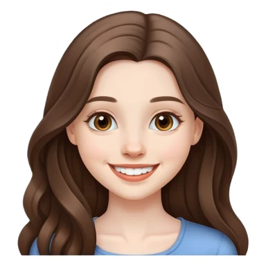 beautiful pale brunette girl with long hair laughing  sticker