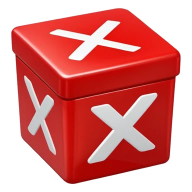 thick glowing red square box with bold X mark inside sticker