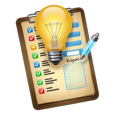 light bulb with a checklist sticker