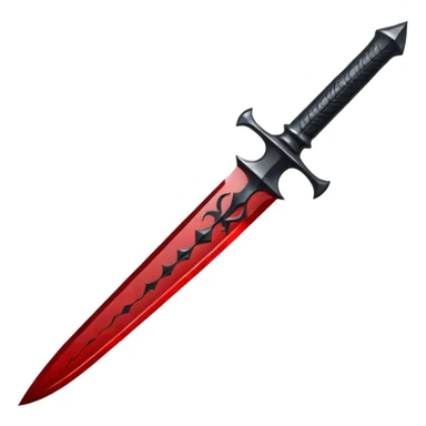 iOS emoji, dark fantasy dagger, obsidian blade, runes, blood drop, clean render, minimalism sticker