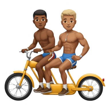 Black big men without shirt riding an old small bike sticker