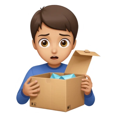 shocked person opening a package, big eyes, clear facial expression, friendly colors, neutral background sticker