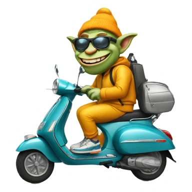 Troll on a vespa wearing a sporty tracksuit  sticker