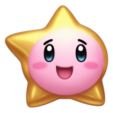clean cute happy Kirby with a golden star emote sticker