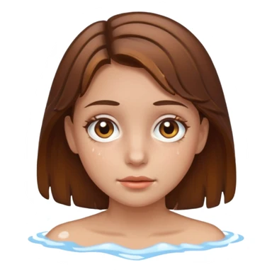 Girl with brown hair and hazel eyes and a wet face sticker