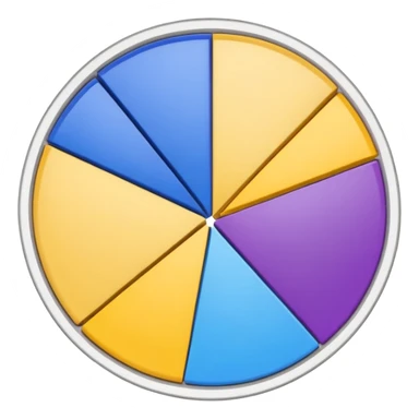 A pie chart with purple, yellow and blue colors only sticker