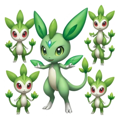 Meloetta-Celebi-Shaymin-Virizion-Zygarde-Electrike-Fakémon-fusion, full body sticker