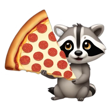 raccoon eating a slice of pizza sticker