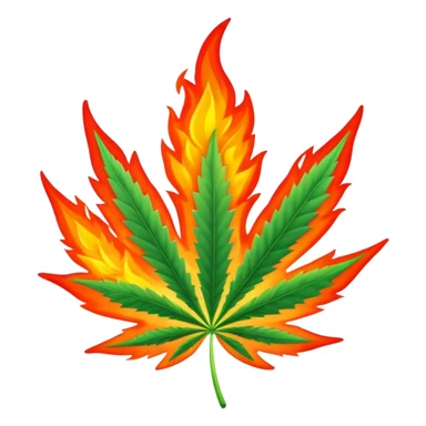 cannabis leaf engulfed in fire sticker