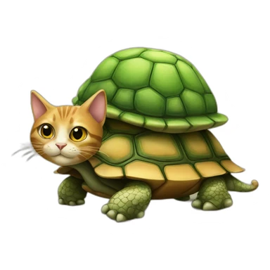 A cat on top of a turtle sticker