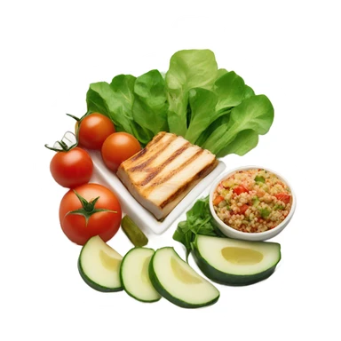 round white plate with healthy food sticker
