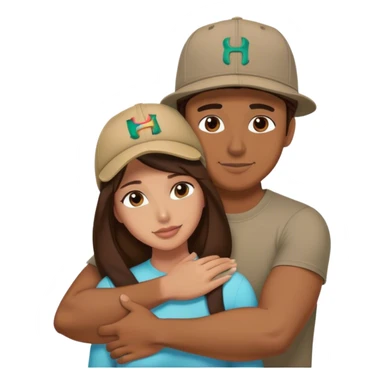 Man wearing Hurley hat hugging brunette  sticker