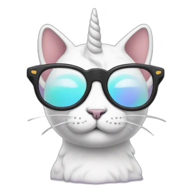 cat unicorn with black glasses sticker