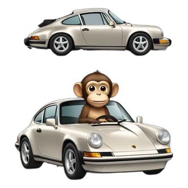 a monkey in a porsche 911 sticker