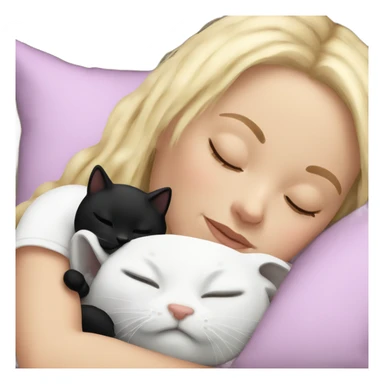 White girl blonde hair sleeping with black and white kitty sticker
