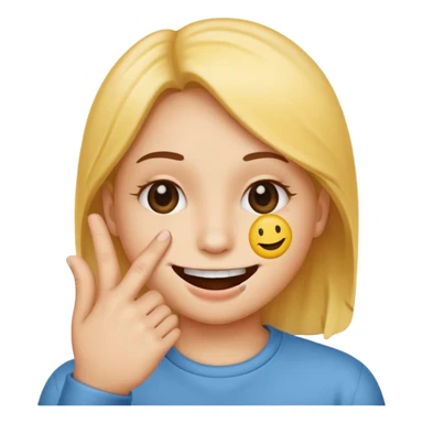 Smiley face with finger in mouth sticker