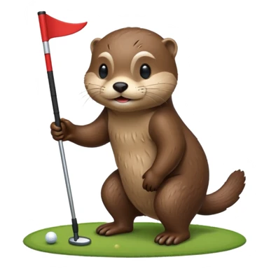 Cute Otter golfing sticker