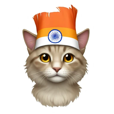 a cat wearing Indian flag sticker