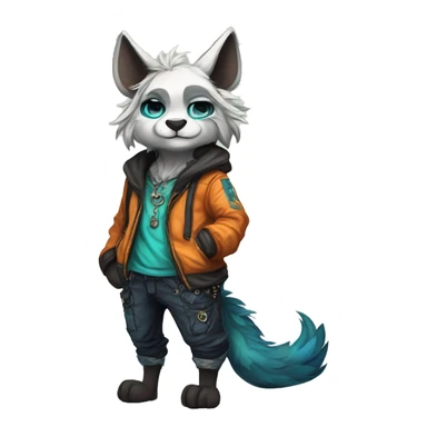 Cool cute Kawaii edgy colorful fantasy animal fursona by griffsnuff & LiLaiRa & Falvie full body sticker