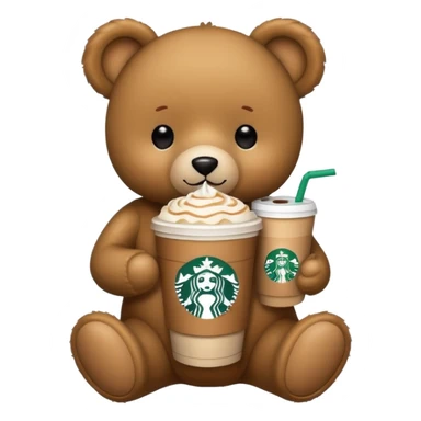 Teddy bear drinking cold coffee starbucks sticker