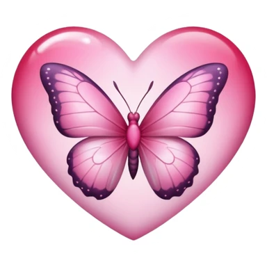 heart with sakura and a pink butterfly sticker