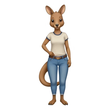 female kangaroo casual clothes jeans t-shirt upright friendly sticker
