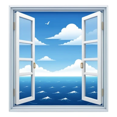 A navy open window sticker