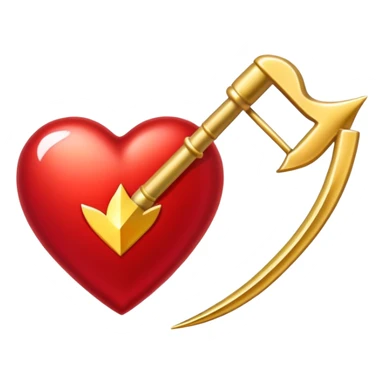 Corazón rojo con una flecha en dorado  sticker