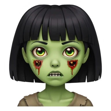 zombie girl straight hair with bangs short hair green skin and just an girl zombie sticker