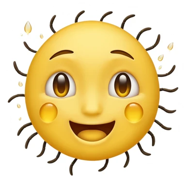 😊🥺 these emojis but with flies around it and its happy yellow face emoji sticker