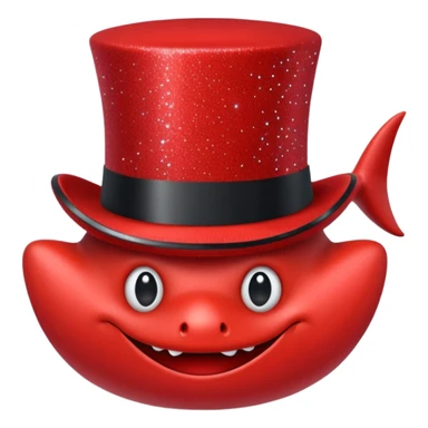 red glitter top hat red shark sticker