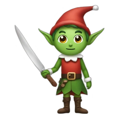 Elf holding a big knife sticker
