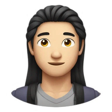 Muscular Chinese teen guy with middle part black and slightly curvy hairs sticker