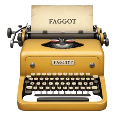 Typewriter with paper that says faggot sticker