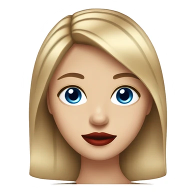 Girl with straight dark blonde hair and blue eyes with red lipstick and eyeliner sticker