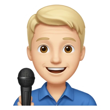 happy man speaks into the microphone sticker