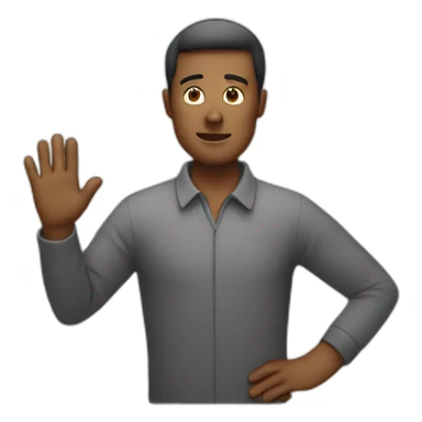 Man making a stop sign with his hand in front of him sticker