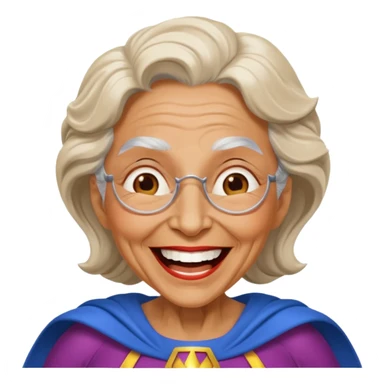 Laughing crazily elderly superwoman sticker