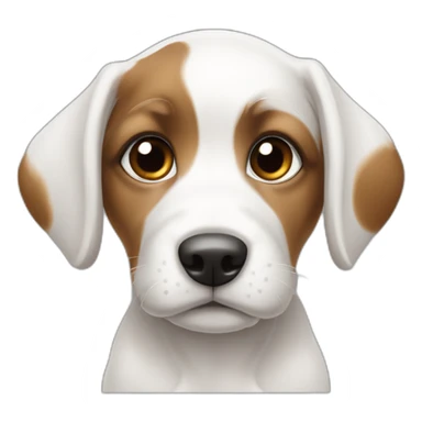 bodegueiro tricolor puppy ears up white body blind left eye sticker