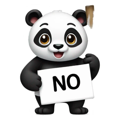 Panda holding a sign that says no sticker